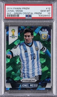 2014 Panini Prizm World Cup Green Crystal Prizm #12 Lionel Messi (#06/25) - PSA GEM MT 10